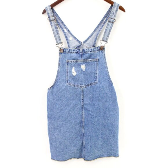 Pull & Bear Denim Overall Mini Dress Womens Blue Sleeveless Cotton Size EUR 40 - Picture 1 of 7